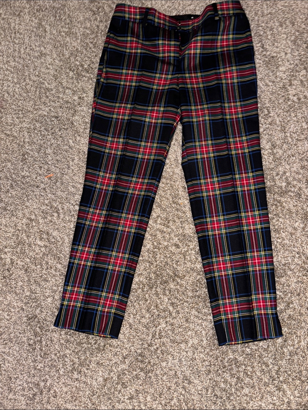 Talbots Women's Ankle Plaid Pants - Black, Red & Blue